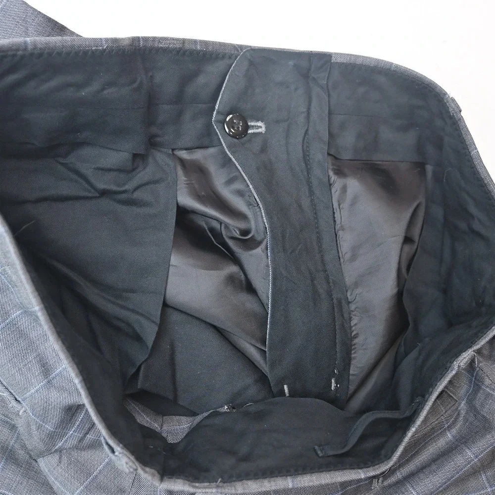 Jos A Bank 42R 32x32 Gray Windowpane 100% Wool Traveler Mens Jacket Pants Suit